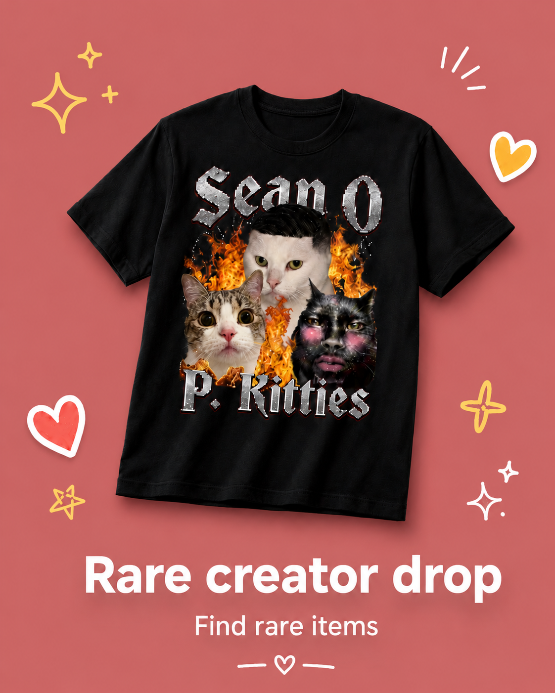 Rare creator drop custom tee card