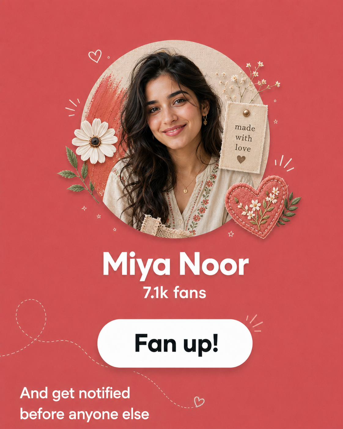 Fan up! your favourites card featuring Miya Noor